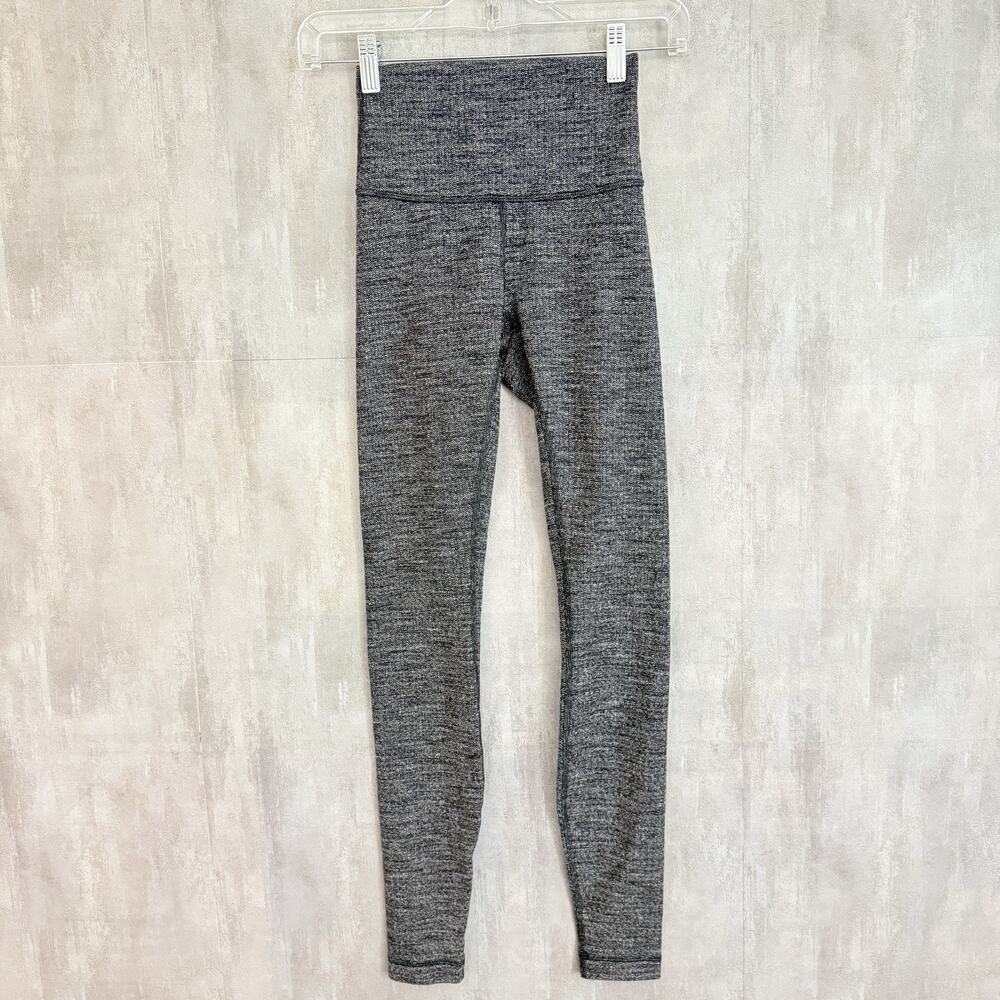 Lululemon 2 Wunder Under High Rise Tight Luon Variegated Knit Black Heather 28”